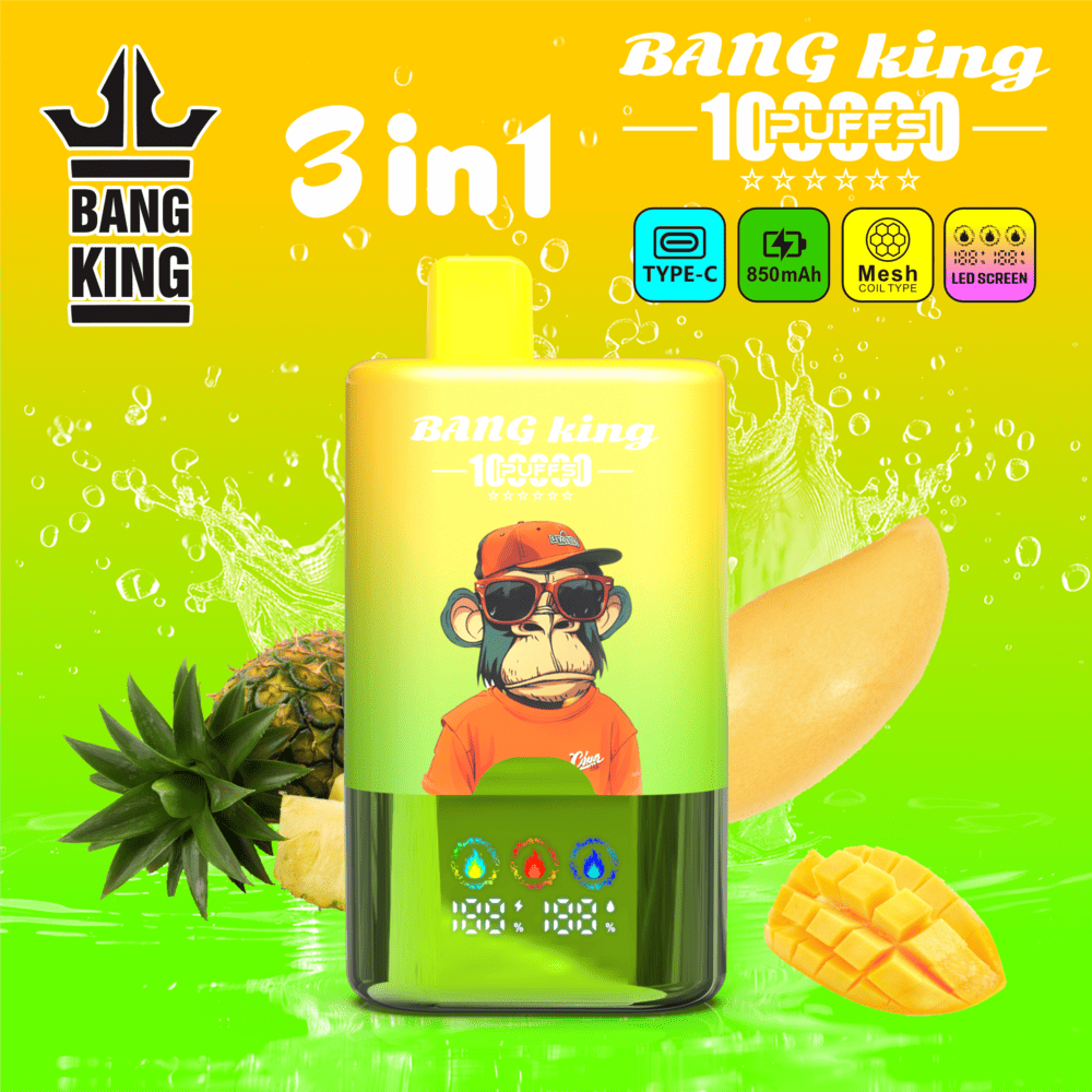 Bang King 100000 100K Puffs 3 In 1 Flavors Original Rechargeable LED Display Disposable Vape - Image 12