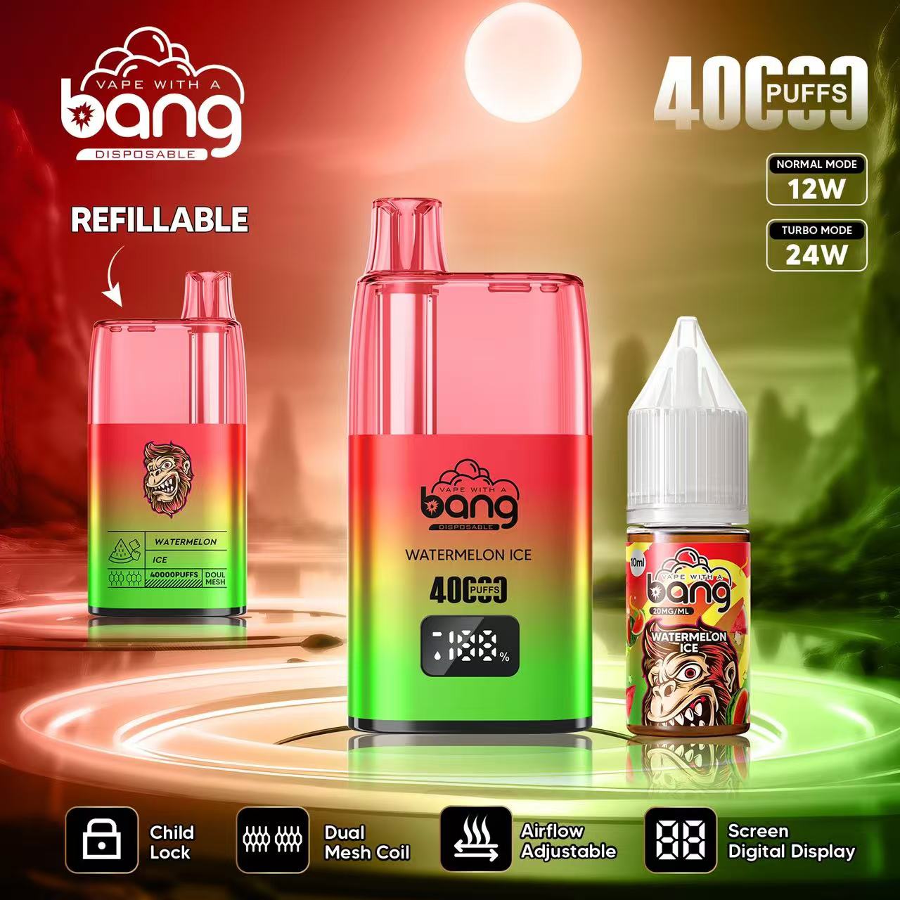 Bang 40000 40K Puffs LED Digital Display Screen Refillable Oil Vape - Image 3