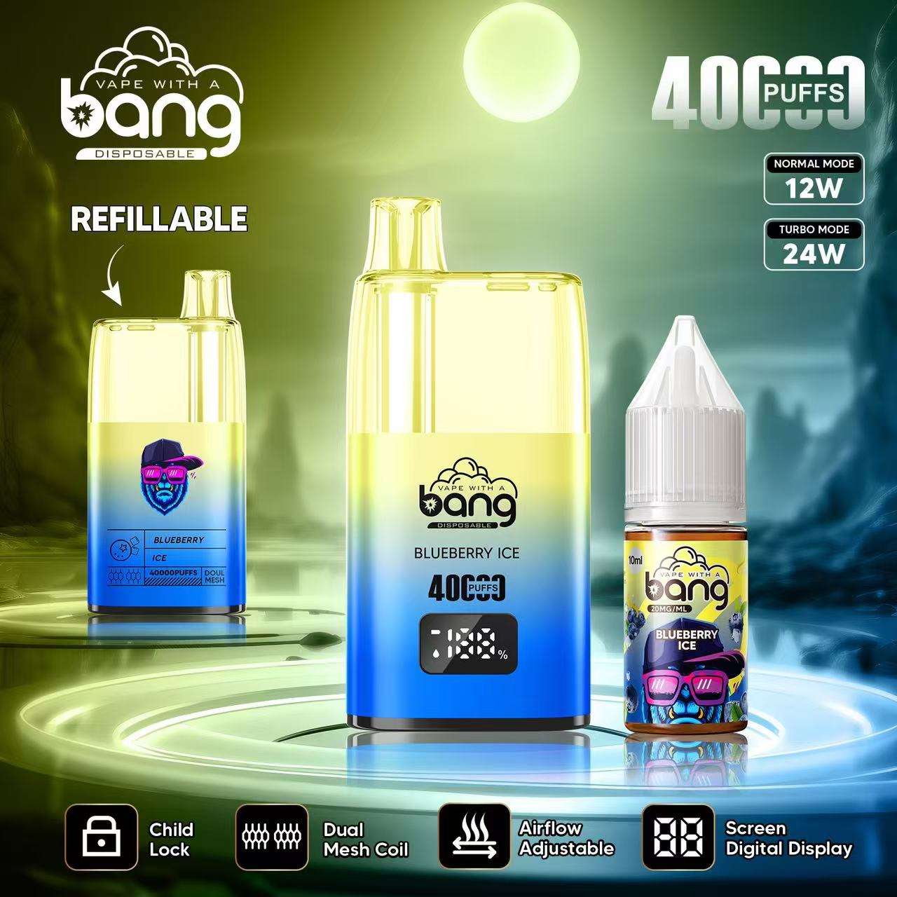 Bang 40000 40K Puffs LED Digital Display Screen Refillable Oil Vape - Image 25