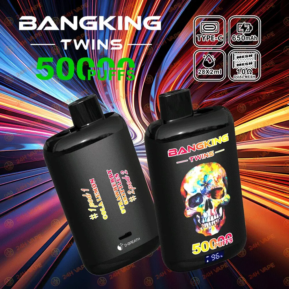 Bang King Twins 50000 50K Puffs 2% 3% 5% Nicotine Double Taste LED Display Disposable Vape - Image 2