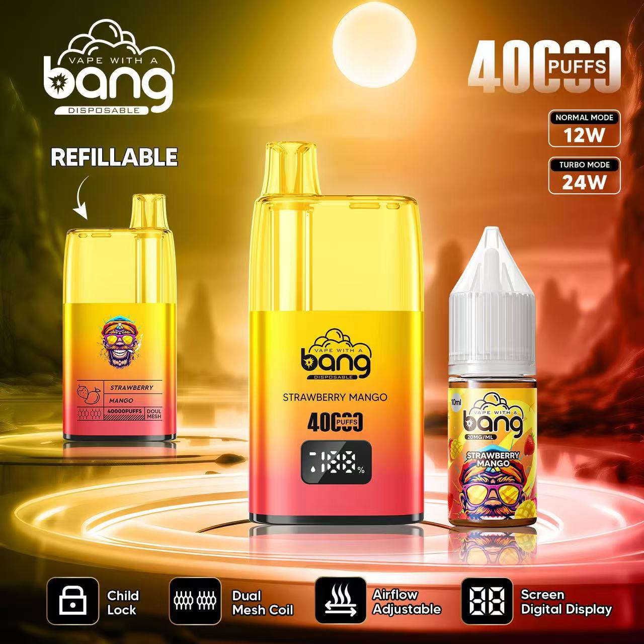 Bang 40000 40K Puffs LED Digital Display Screen Refillable Oil Vape - Image 7