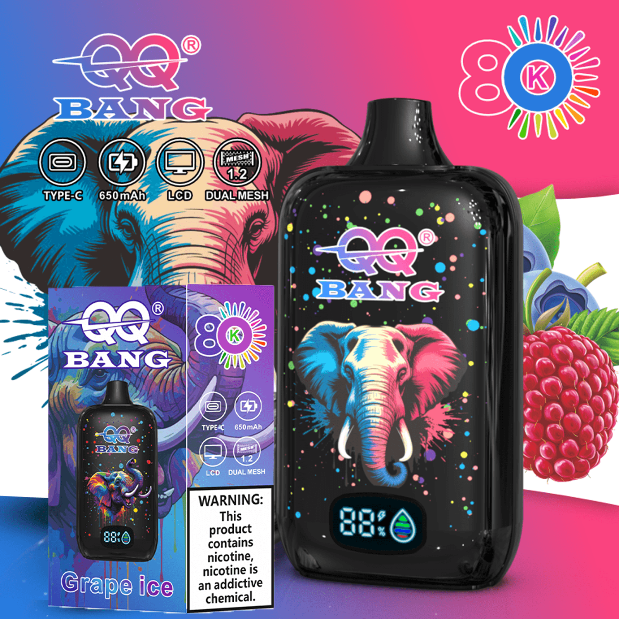 QQ Bang 80K LCD Puff Display Disposable Vape – Stylish Puff Model Design - BangVapes