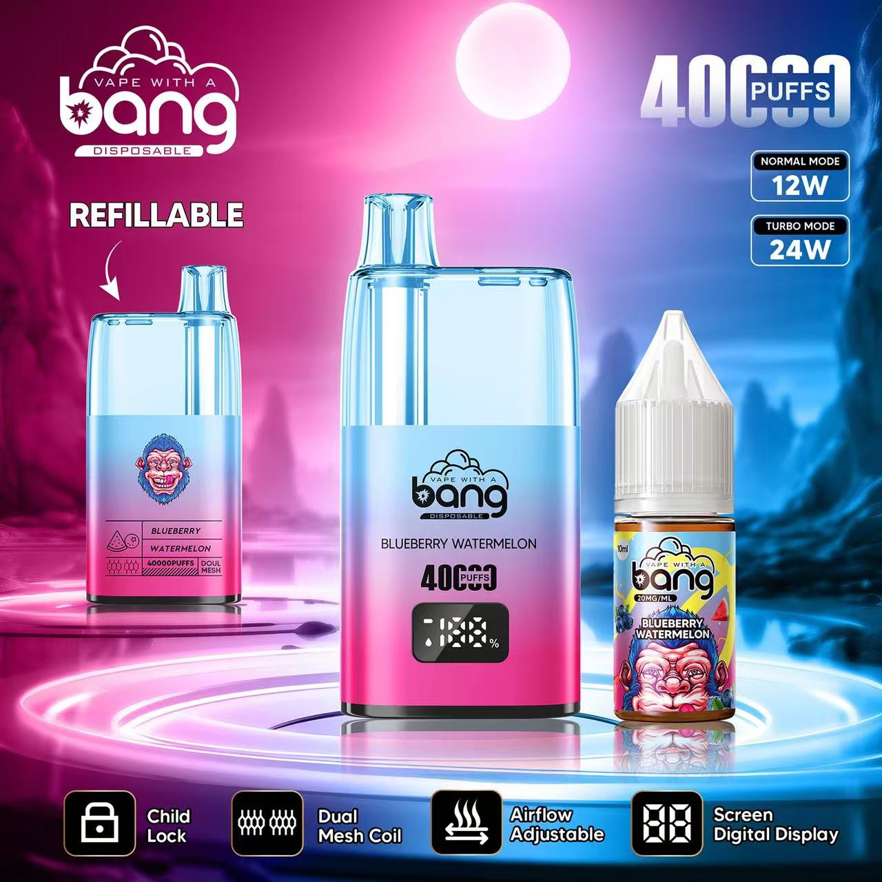 Bang 40000 40K Puffs LED Digital Display Screen Refillable Oil Vape - Image 21