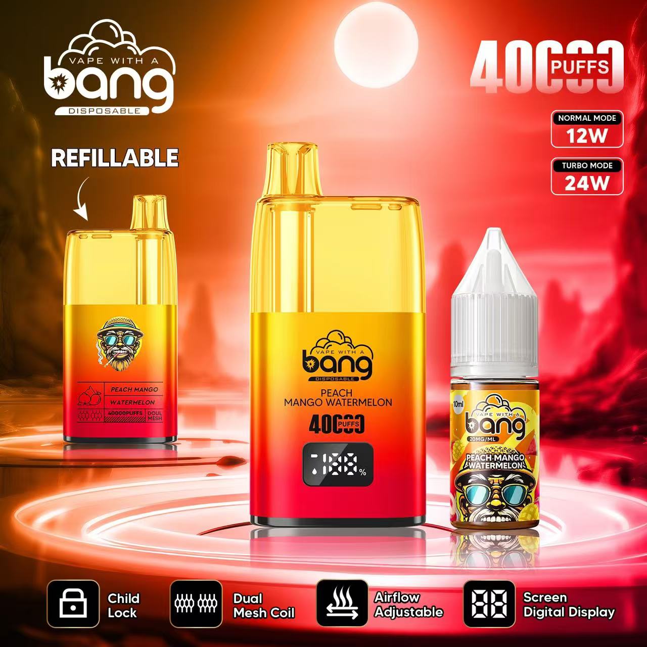 Bang 40000 40K Puffs LED Digital Display Screen Refillable Oil Vape - Image 15