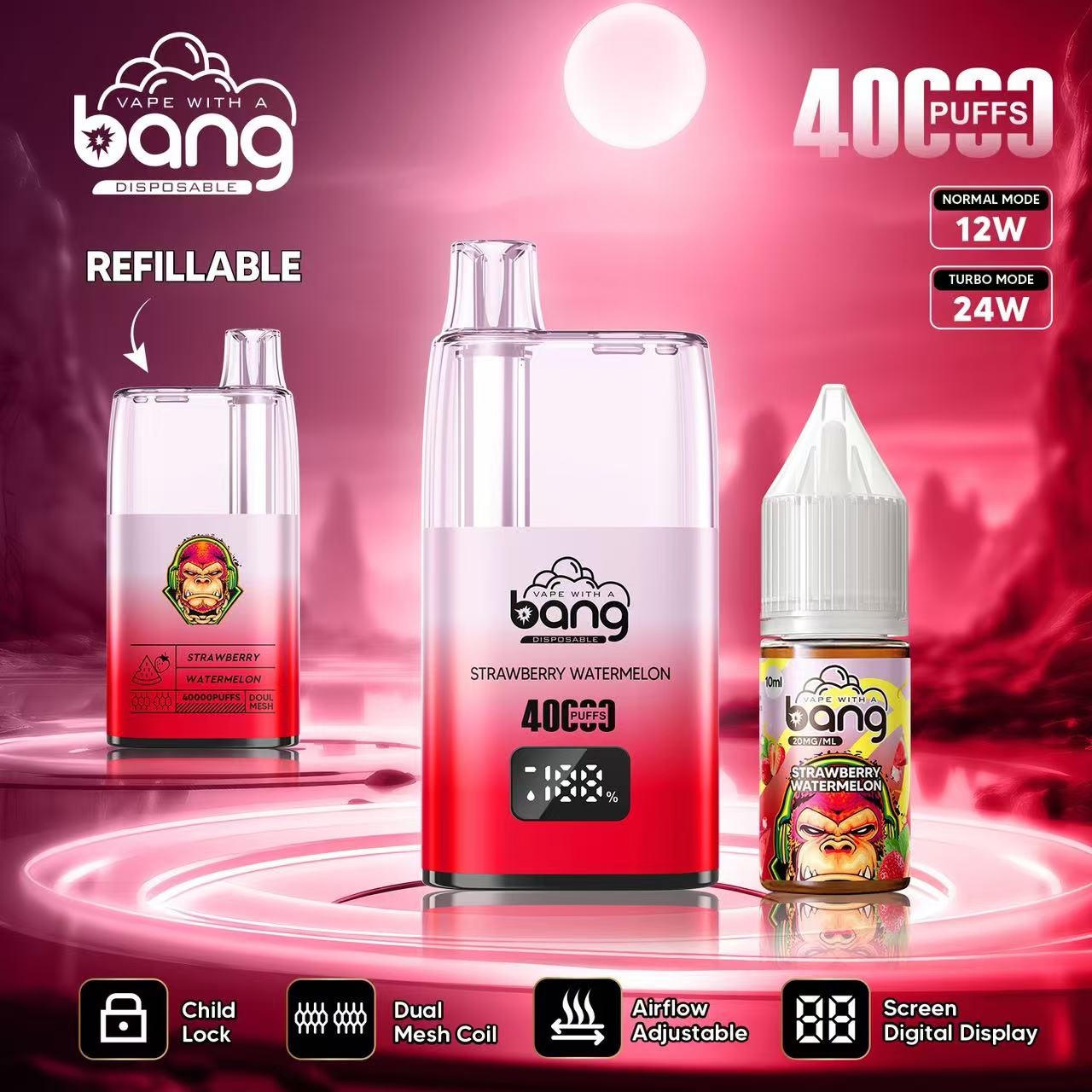 Bang 40000 40K Puffs LED Digital Display Screen Refillable Oil Vape - Image 5