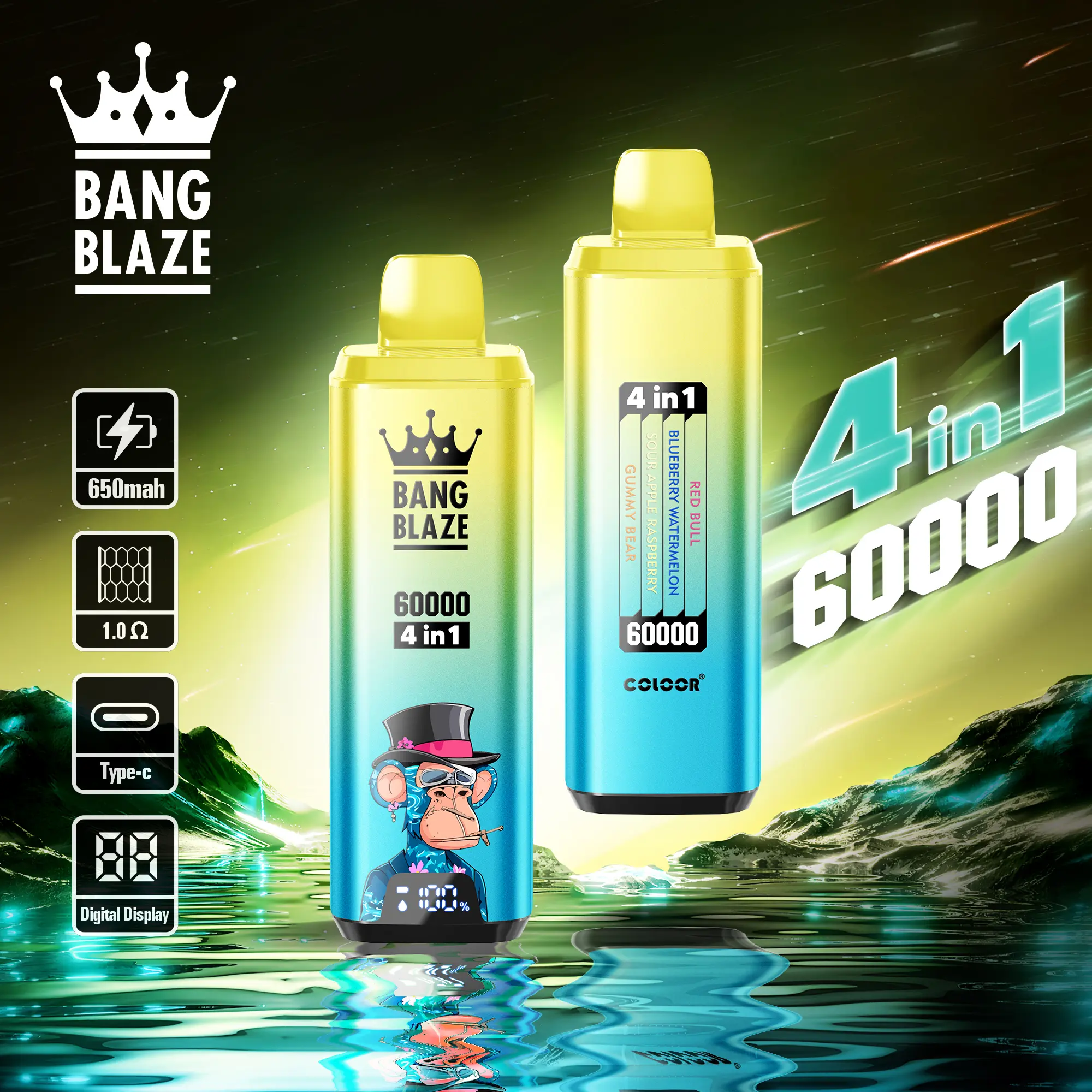 Bang Blaze 60000 60k Puffs 4 in 1 Flavors Newest Original Rechargeable LCD Display Disposable Vape - Image 18