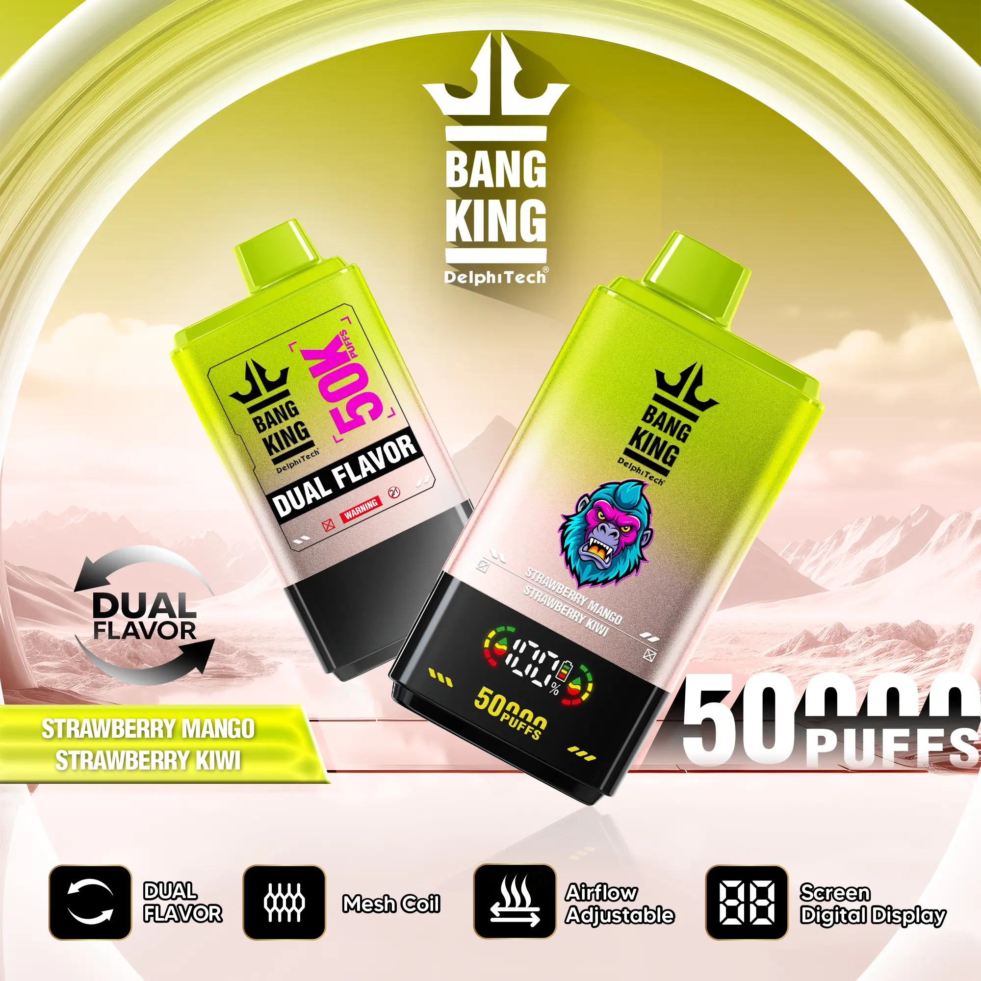 Bang King 50000 50k Puffs 2% 3% 5% Nicotine Double Taste LCD Display Disposable Vape - Image 16