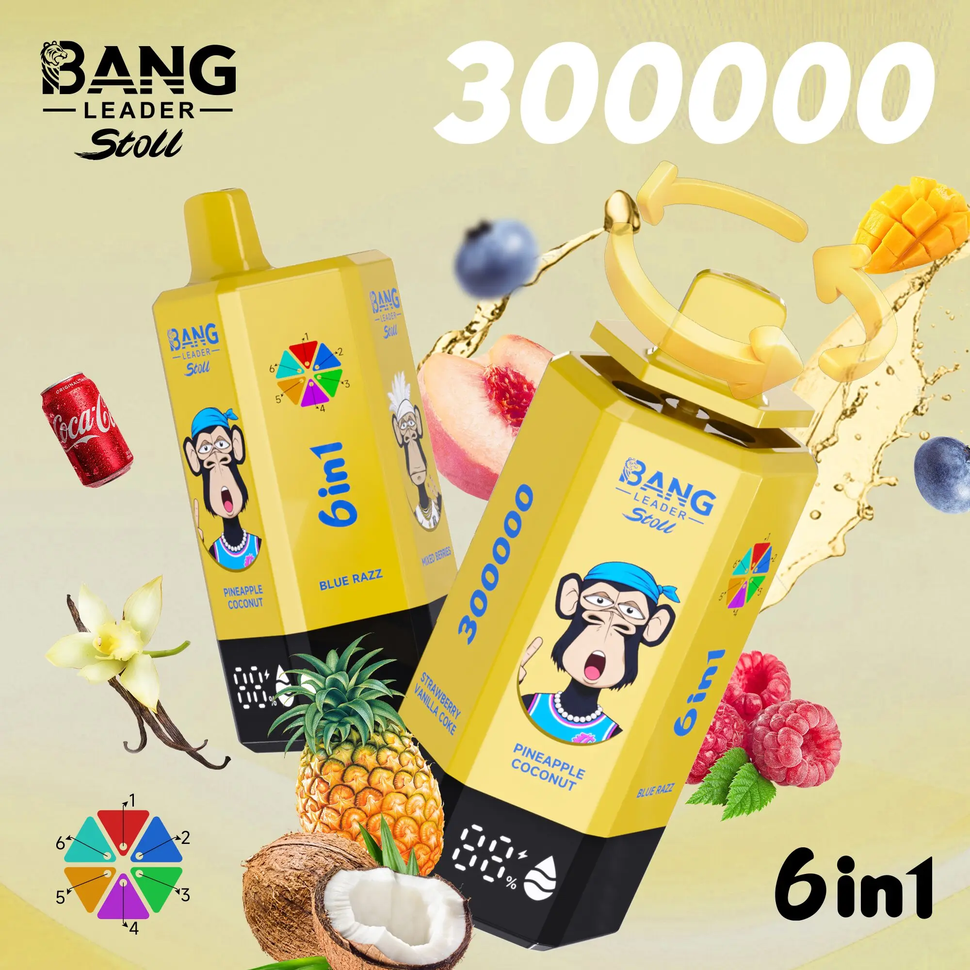 Bang Leader 300K 300000 Puffs 6-in-1 Flavors Rechargeable LED Display Disposable Vape - Image 18