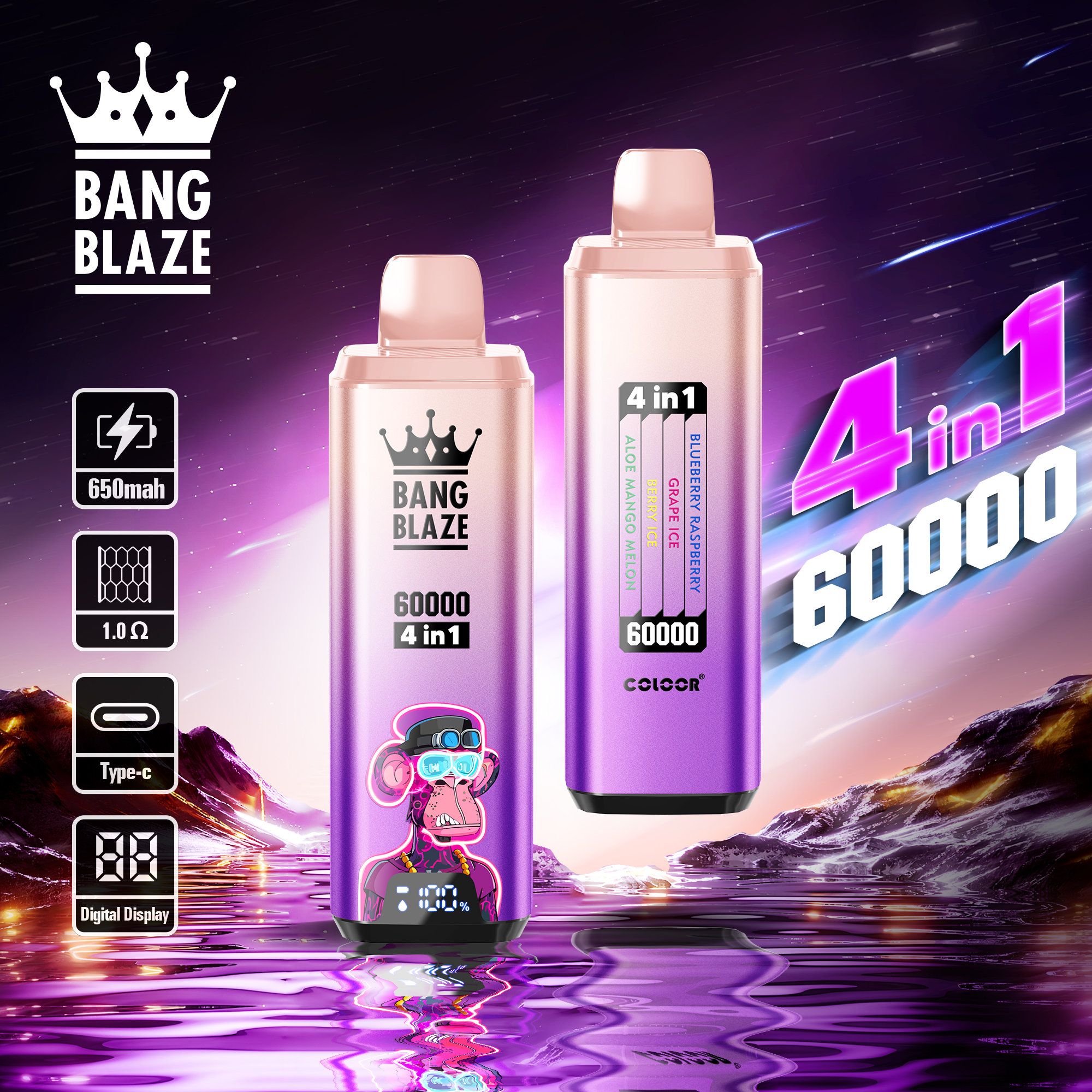 Bang Blaze 60000 60k Puffs 4 in 1 Flavors Newest Original Rechargeable LCD Display Disposable Vape - Image 23