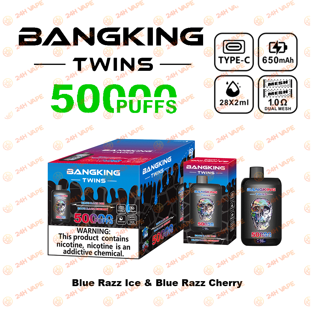 Bang King Twins 50000 50K Puffs 2% 3% 5% Nicotine Double Taste LED Display Disposable Vape - Image 4